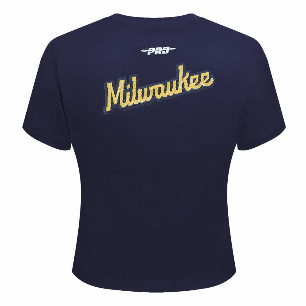 Milwaukee Brewers Pro Standard Women's Game Day Classics Baby Doll Cropped T-Shirt - MLB