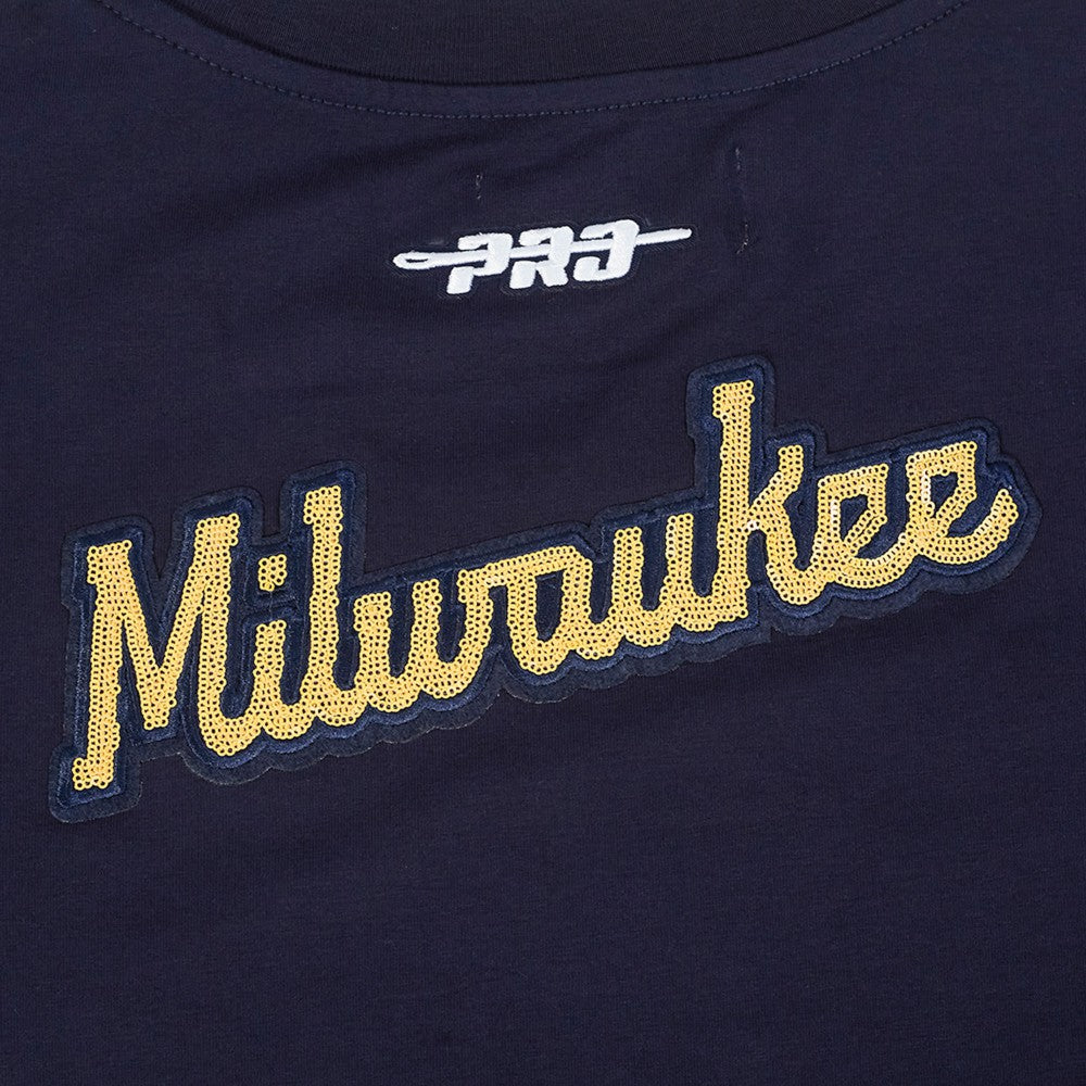 Milwaukee Brewers Pro Standard Women's Game Day Classics Baby Doll Cropped T-Shirt - MLB