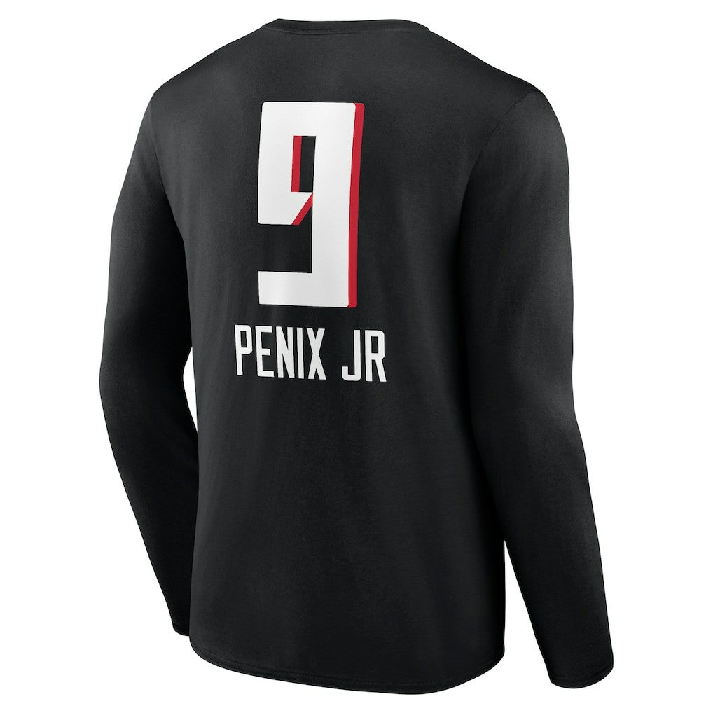 Michael Penix Jr. Atlanta Falcons Name & Number Team Wordmark Long Sleeve T-Shirt Black | NFL