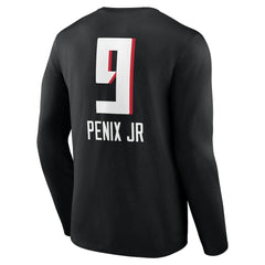 Michael Penix Jr. Atlanta Falcons Name & Number Team Wordmark Long Sleeve T-Shirt Black | NFL