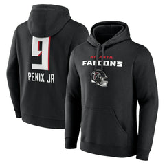 Michael Penix Jr. Atlanta Falcons Name & Number Team Wordmark Pullover Hoodie Black | NFL