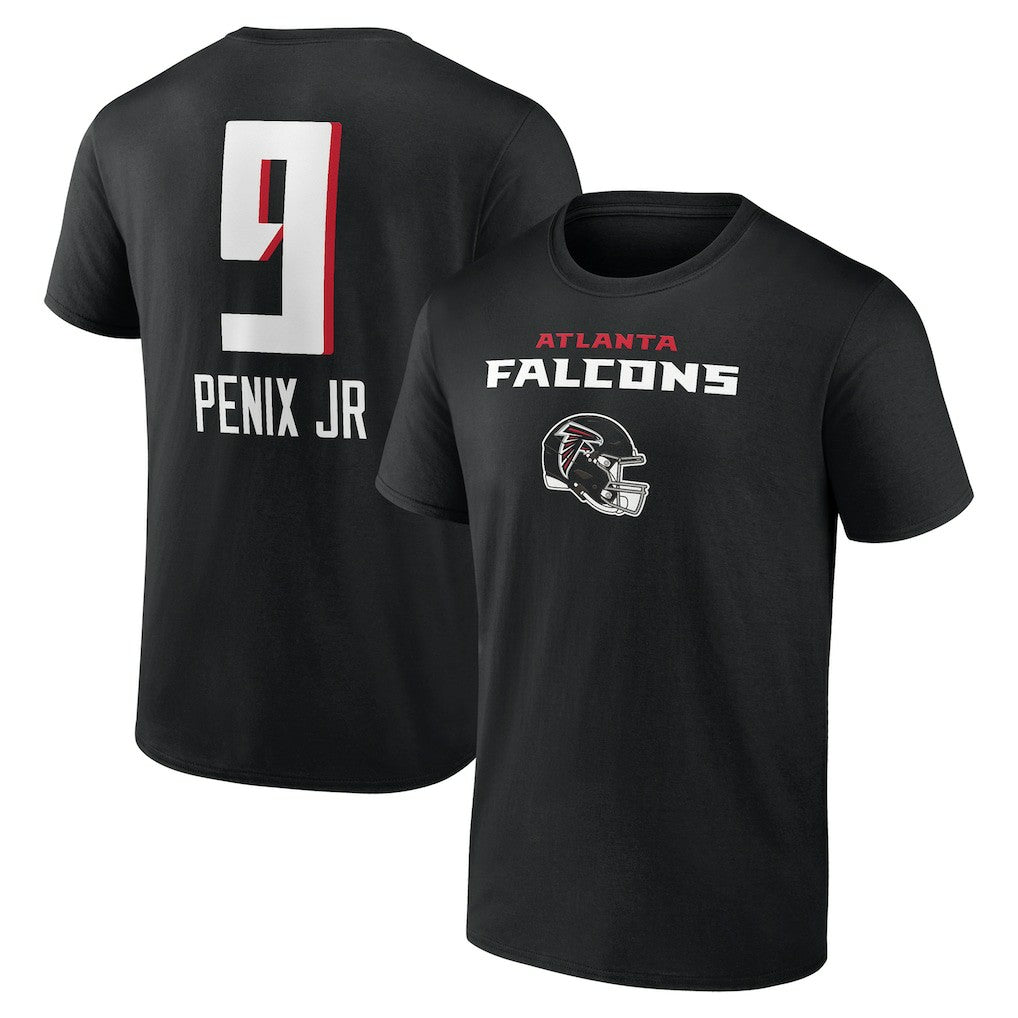 Michael Penix Jr. Atlanta Falcons Name & Number Team Wordmark T-Shirt Black | NFL