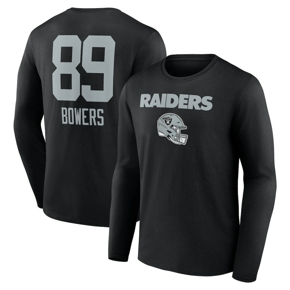 Brock Bowers Las Vegas Raiders Name & Number Team Wordmark Long Sleeve T-Shirt Black | NFL