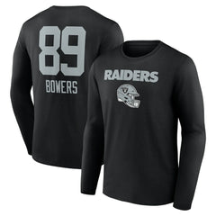 Brock Bowers Las Vegas Raiders Name & Number Team Wordmark Long Sleeve T-Shirt Black | NFL