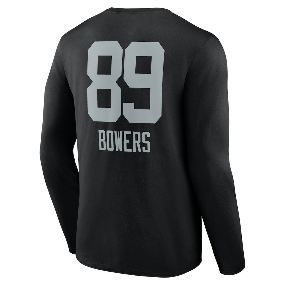 Brock Bowers Las Vegas Raiders Name & Number Team Wordmark Long Sleeve T-Shirt Black | NFL