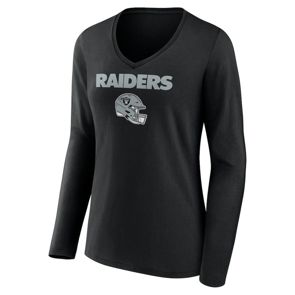 Brock Bowers Las Vegas Raiders Women's Name & Number Team Wordmark Long Sleeve V-Neck T-Shirt Black | NFL