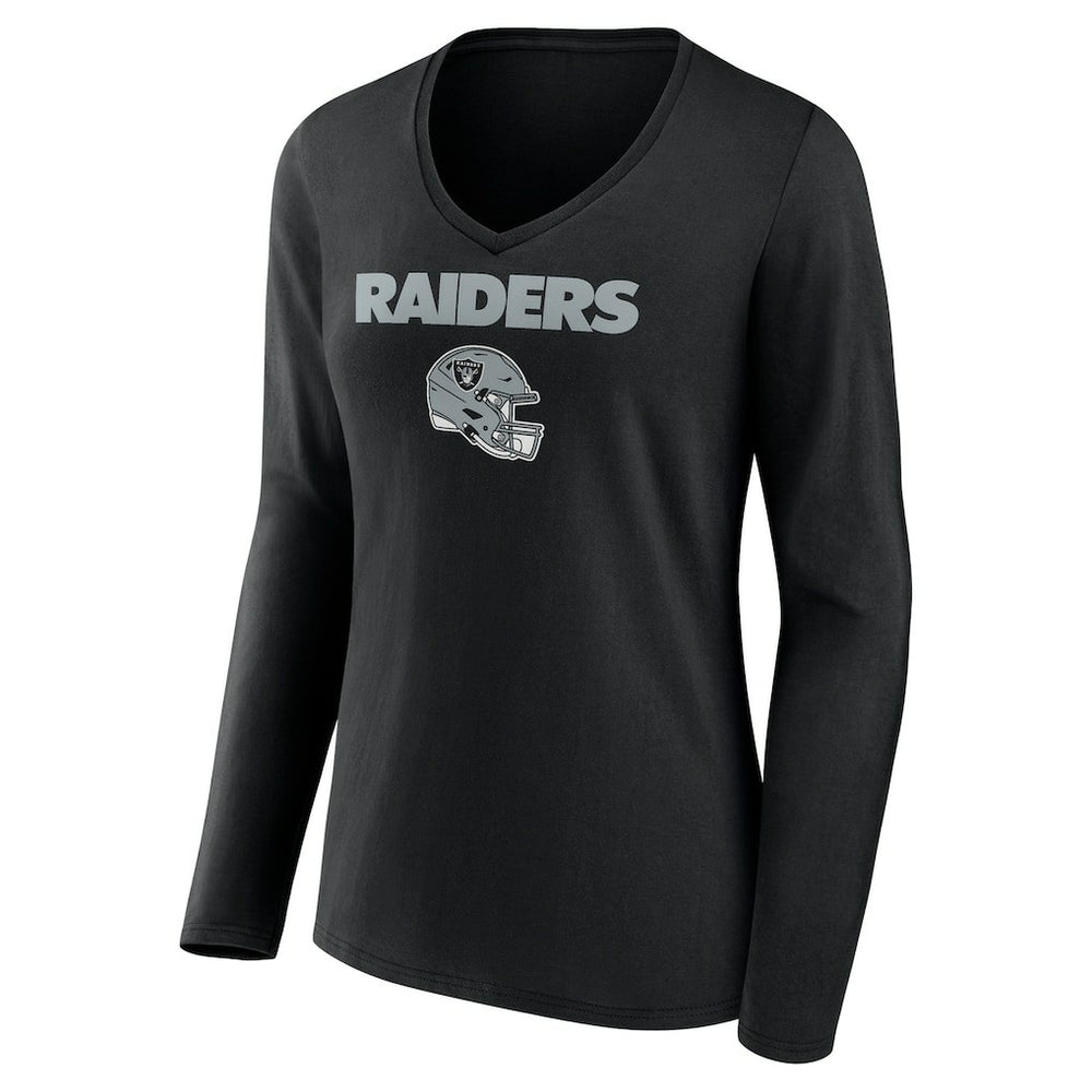 Brock Bowers Las Vegas Raiders Women's Name & Number Team Wordmark Long Sleeve V-Neck T-Shirt Black | NFL
