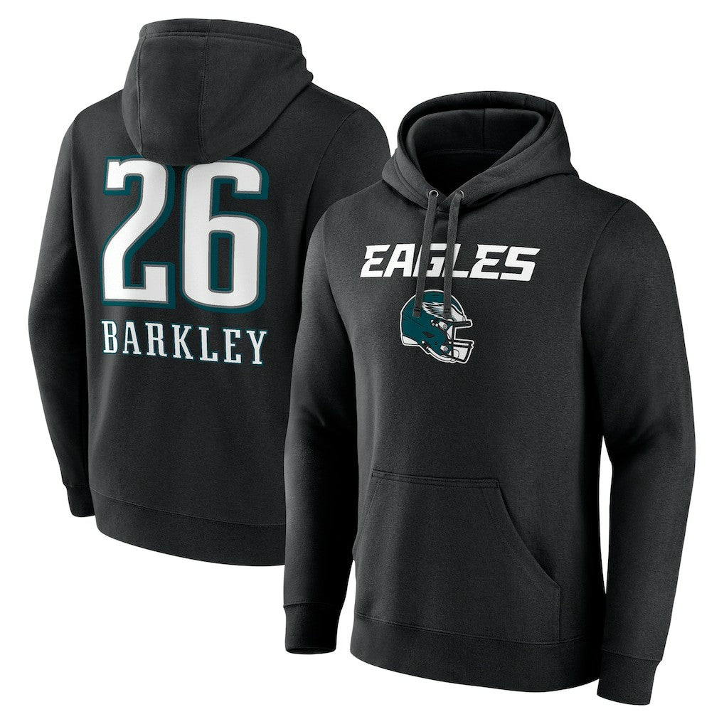 Saquon Barkley Philadelphia Eagles Name & Number Team Wordmark Pullover Hoodie Black | NFL