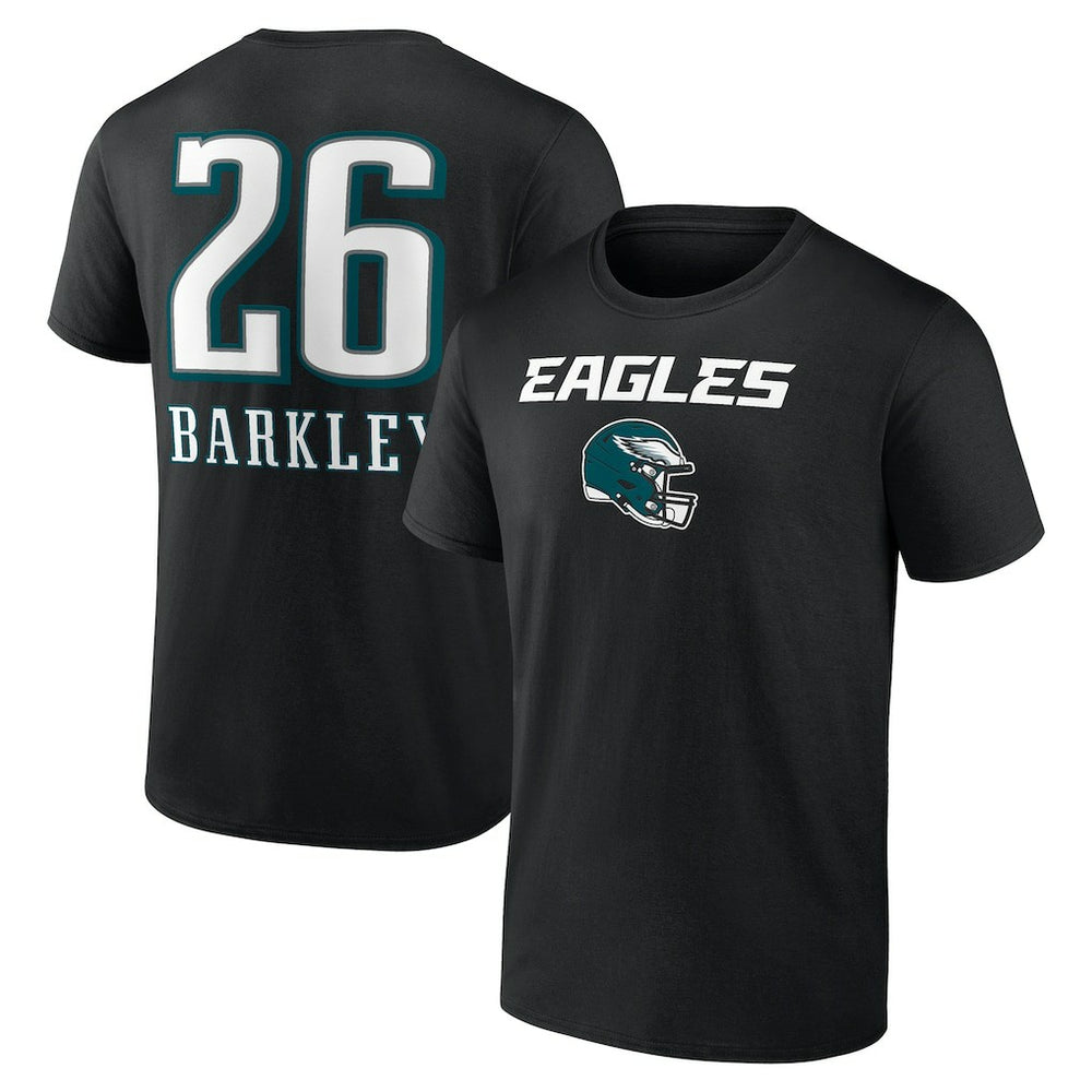 Saquon Barkley Philadelphia Eagles Name & Number Team Wordmark T-Shirt Black | NFL