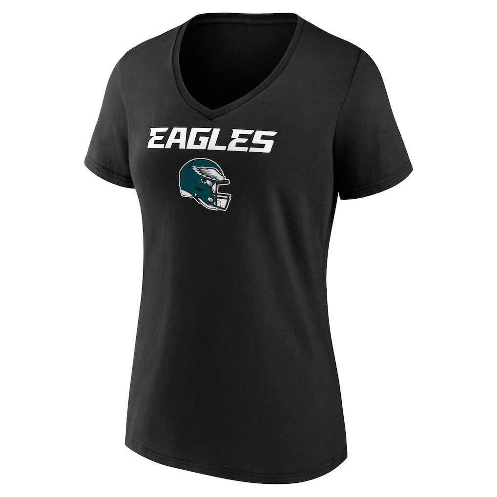 Saquon Barkley Philadelphia Eagles Women's Name & Number Team Wordmark V-Neck T-Shirt Black | NFL
