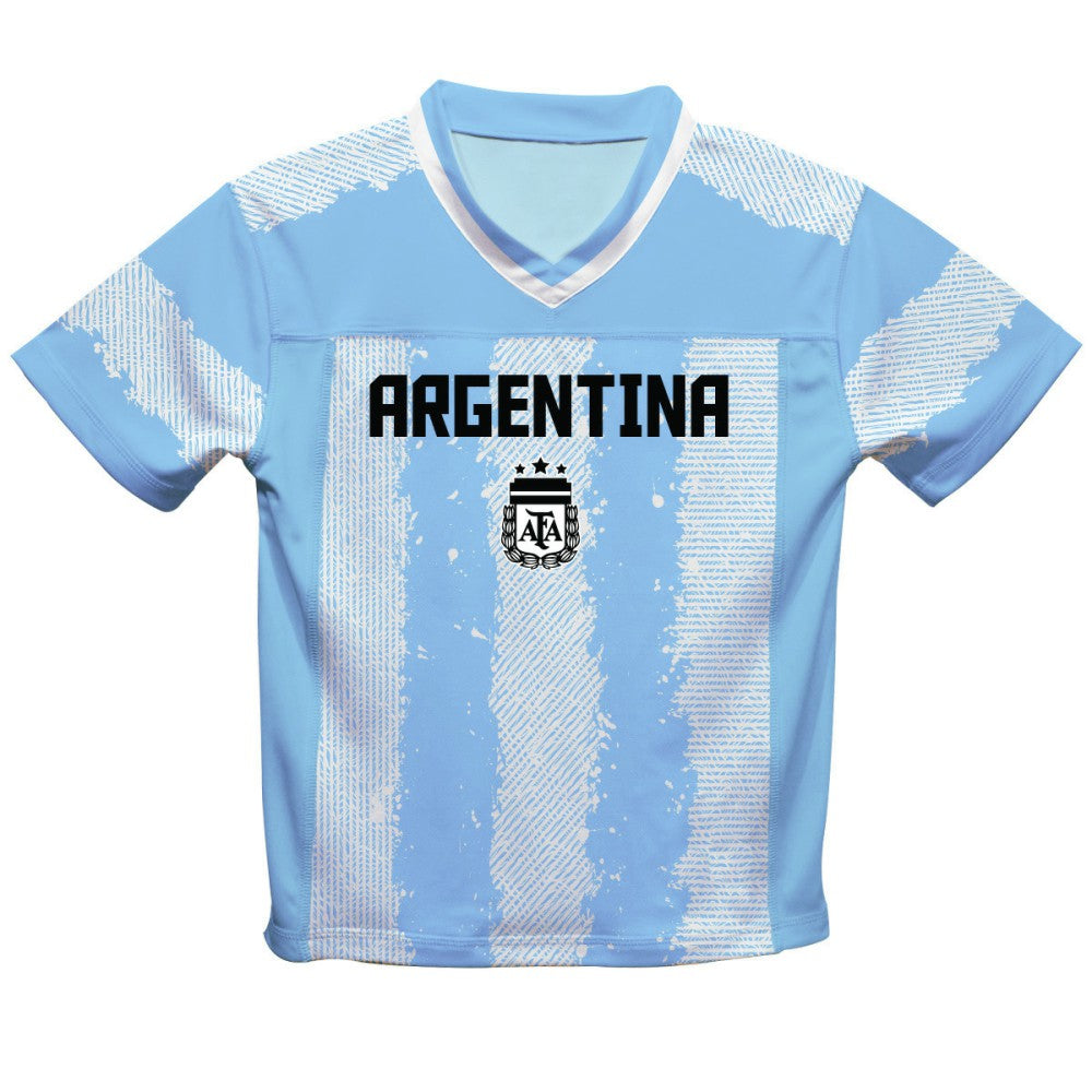 Lionel Messi Argentina National Team Vive La Fete Youth Painted Stripes Football Jersey Light Blue - FIFA World CUP