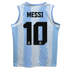 Lionel Messi Argentina National Team Vive La Fete Youth Painted Stripes Basketball Jersey Light Blue - FIFA World CUP