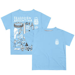 Argentina National Team Vive La Fete Youth Impressions Artwork T-Shirt Light Blue - FIFA World CUP