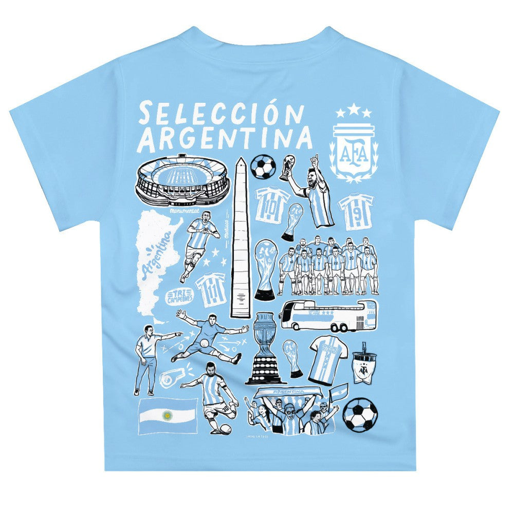 Argentina National Team Vive La Fete Youth Impressions Artwork T-Shirt Light Blue - FIFA World CUP