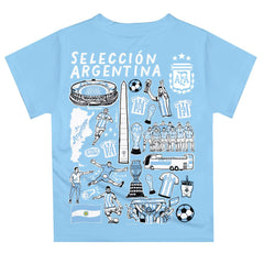 Argentina National Team Vive La Fete Youth Impressions Artwork T-Shirt Light Blue - FIFA World CUP