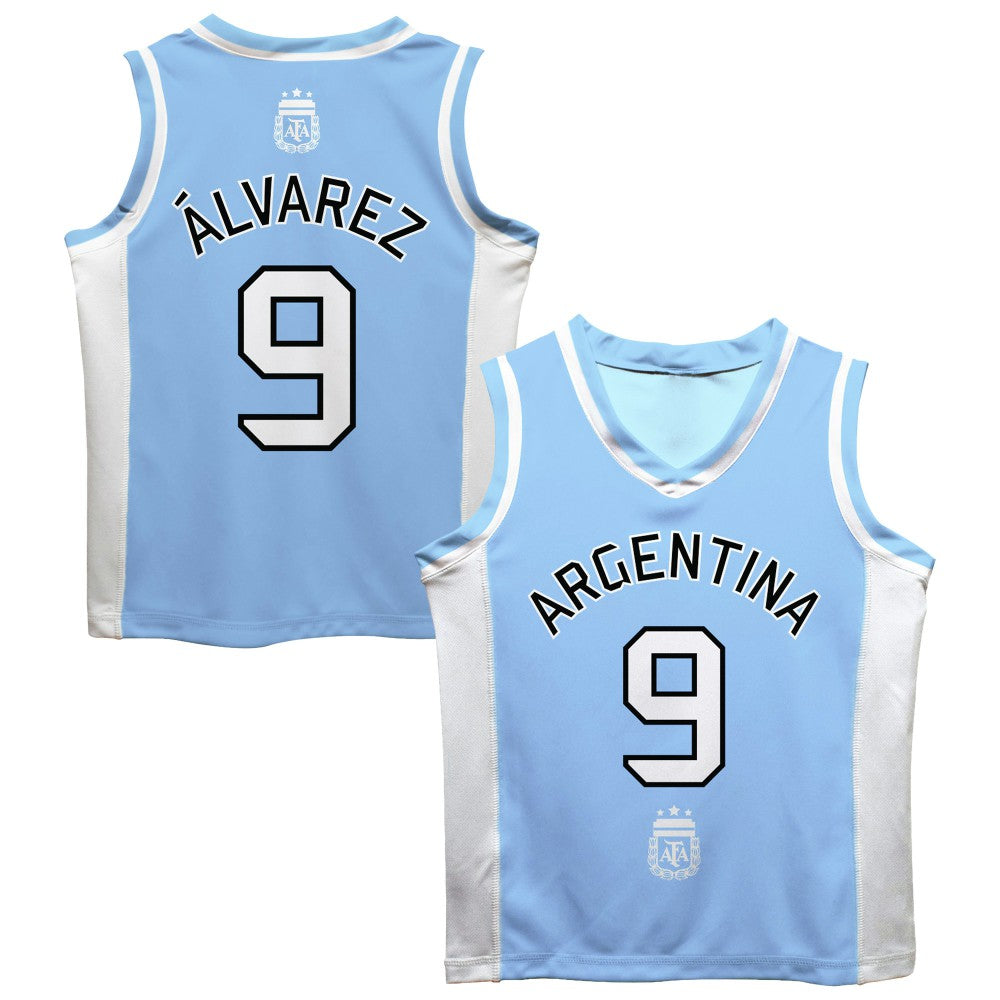 Julián Álvarez Argentina National Team Vive La Fete Mesh Basketball Jersey Light Blue - FIFA World CUP