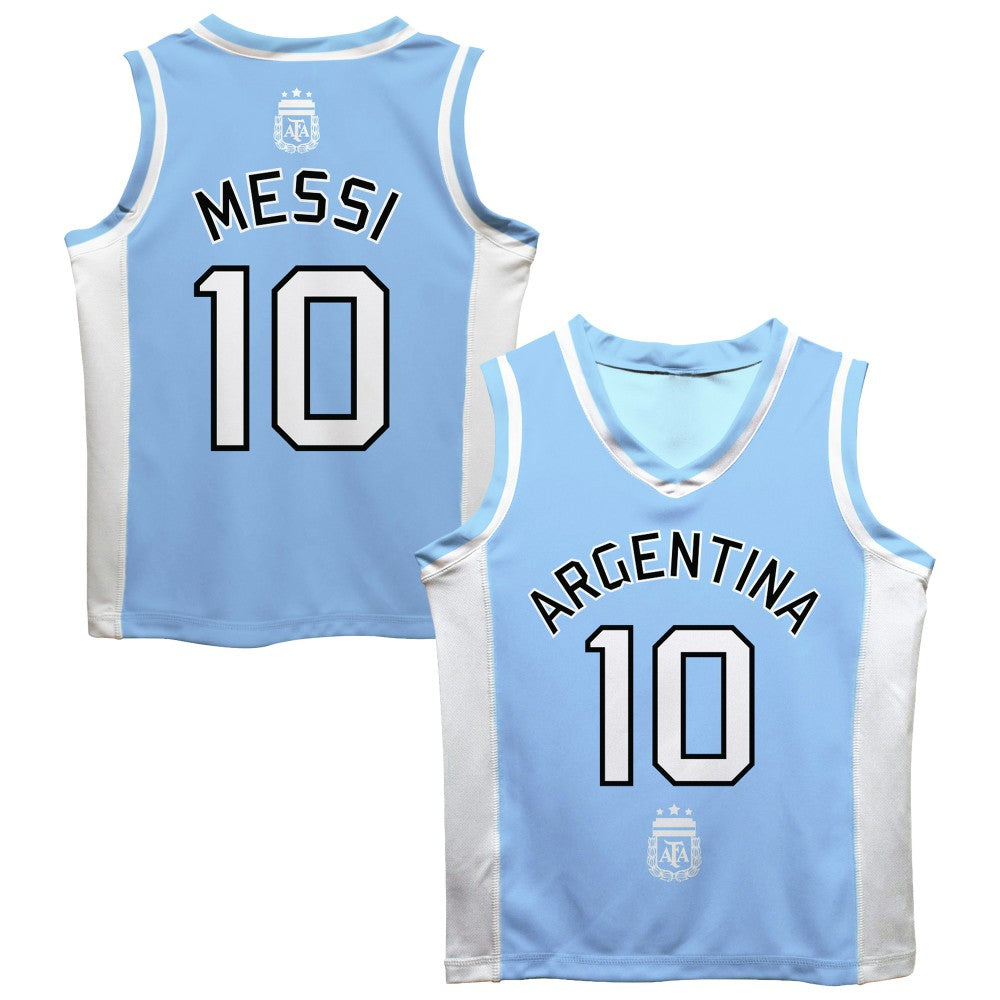 Lionel Messi Argentina National Team Vive La Fete Mesh Basketball Jersey Light Blue - FIFA World CUP