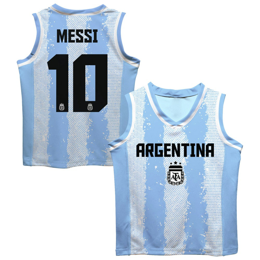 Lionel Messi Argentina National Team Vive La Fete Mesh Basketball Jersey Light Blue - FIFA World CUP