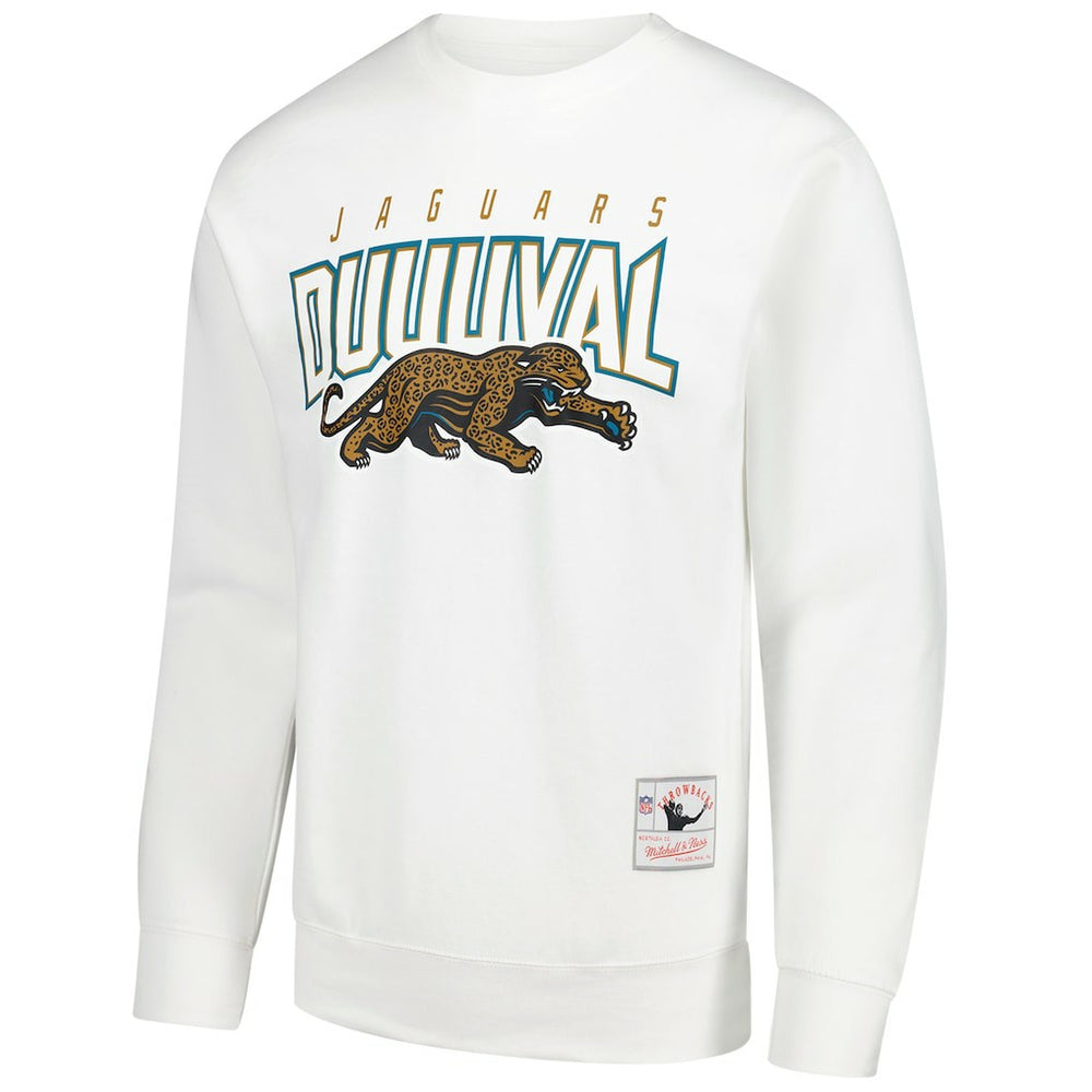 Jacksonville Jaguars Duval Classic Logos Pullover Sweatshirt White | Mitchell & Ness