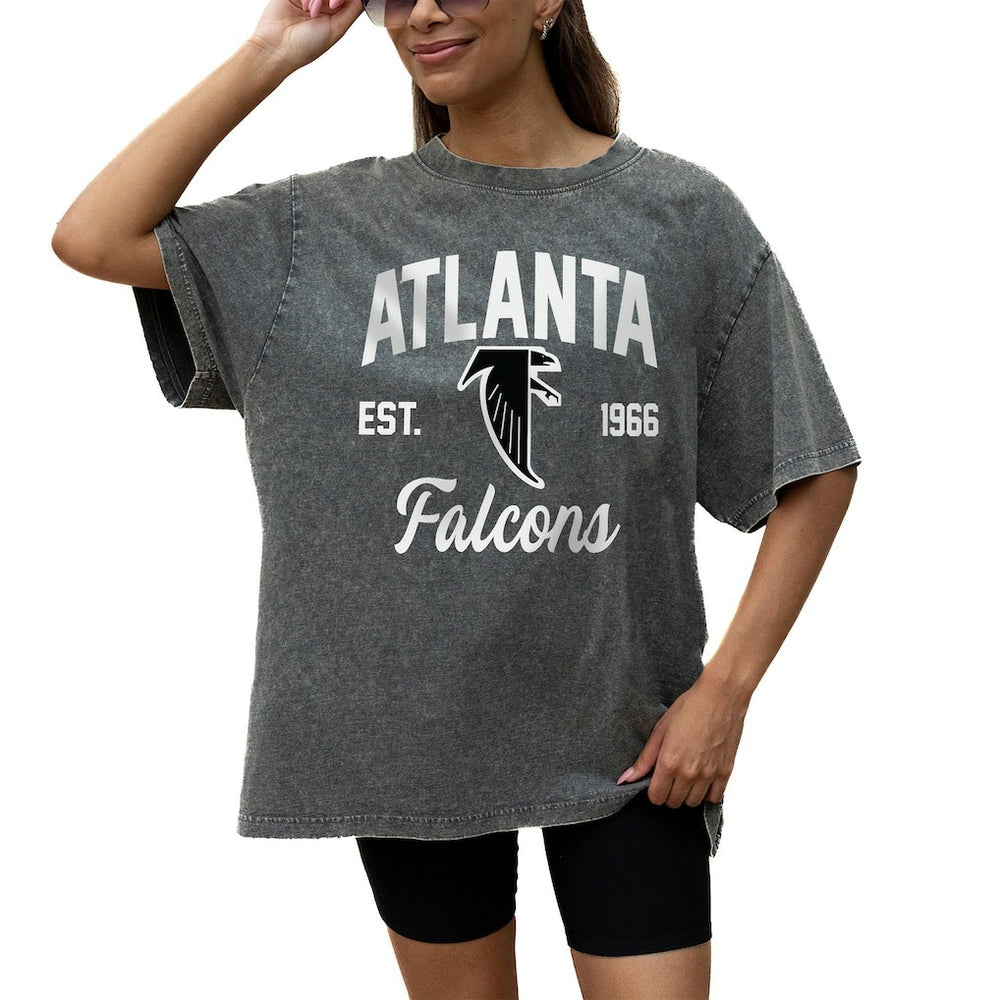 Atlanta Falcons Gameday Couture Women's Throwback Oversized Snow Wash T-Shirt Grey | NFL