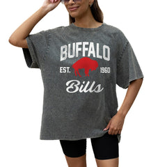 Buffalo Bills Gameday Couture Women's Throwback Oversized Snow Wash T-Shirt Grey | NFL