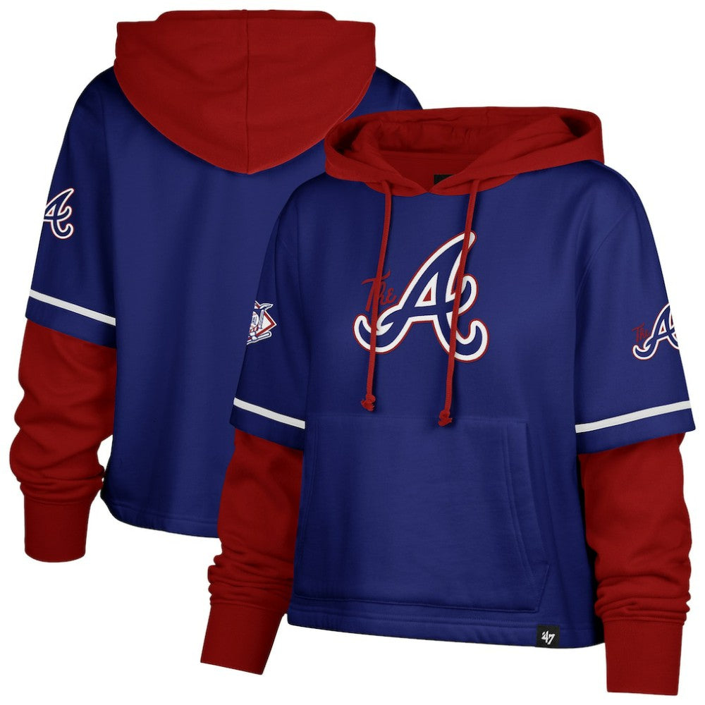 Atlanta Braves '47 Women's City Connect Shortstop Cropped Pullover Hoodie - MLB