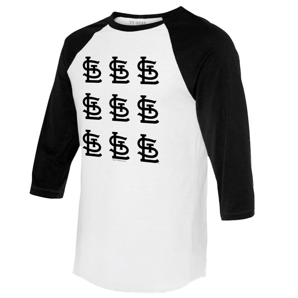 St. Louis Cardinals Tiny Turnip Women's Logo Grid 3/4 Sleeve Raglan T-Shirt - MLB