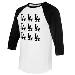 Los Angeles Dodgers Tiny Turnip Women's Logo Grid 3/4 Sleeve Raglan T-Shirt - MLB