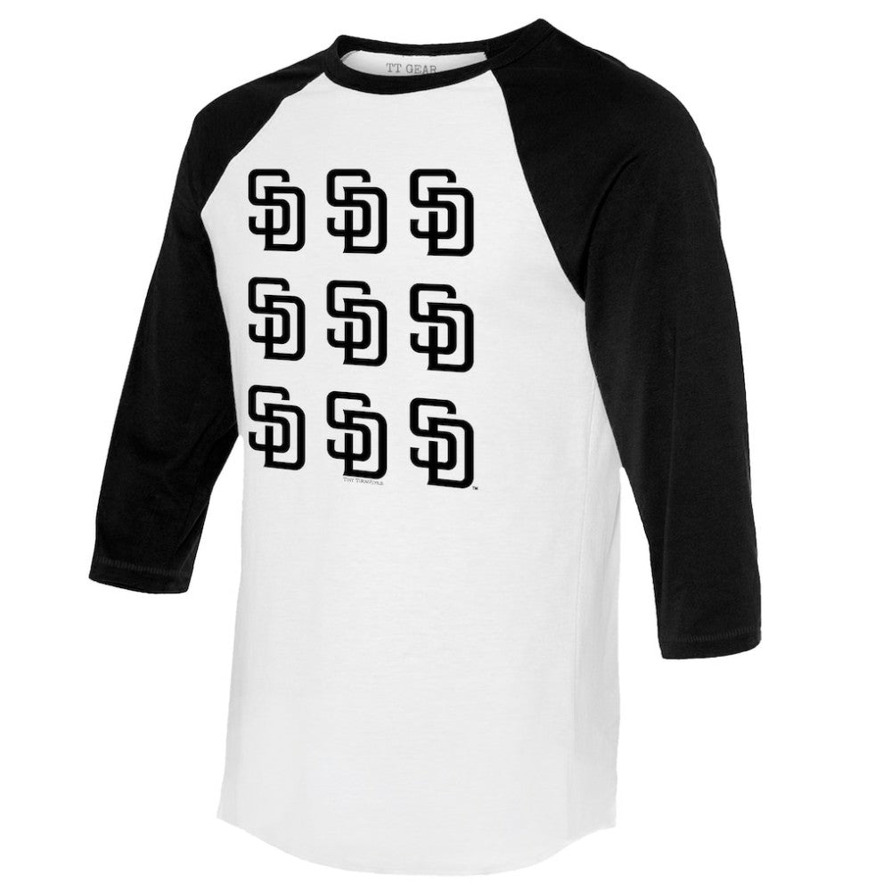 San Diego Padres Tiny Turnip Women's Logo Grid 3/4 Sleeve Raglan T-Shirt - MLB