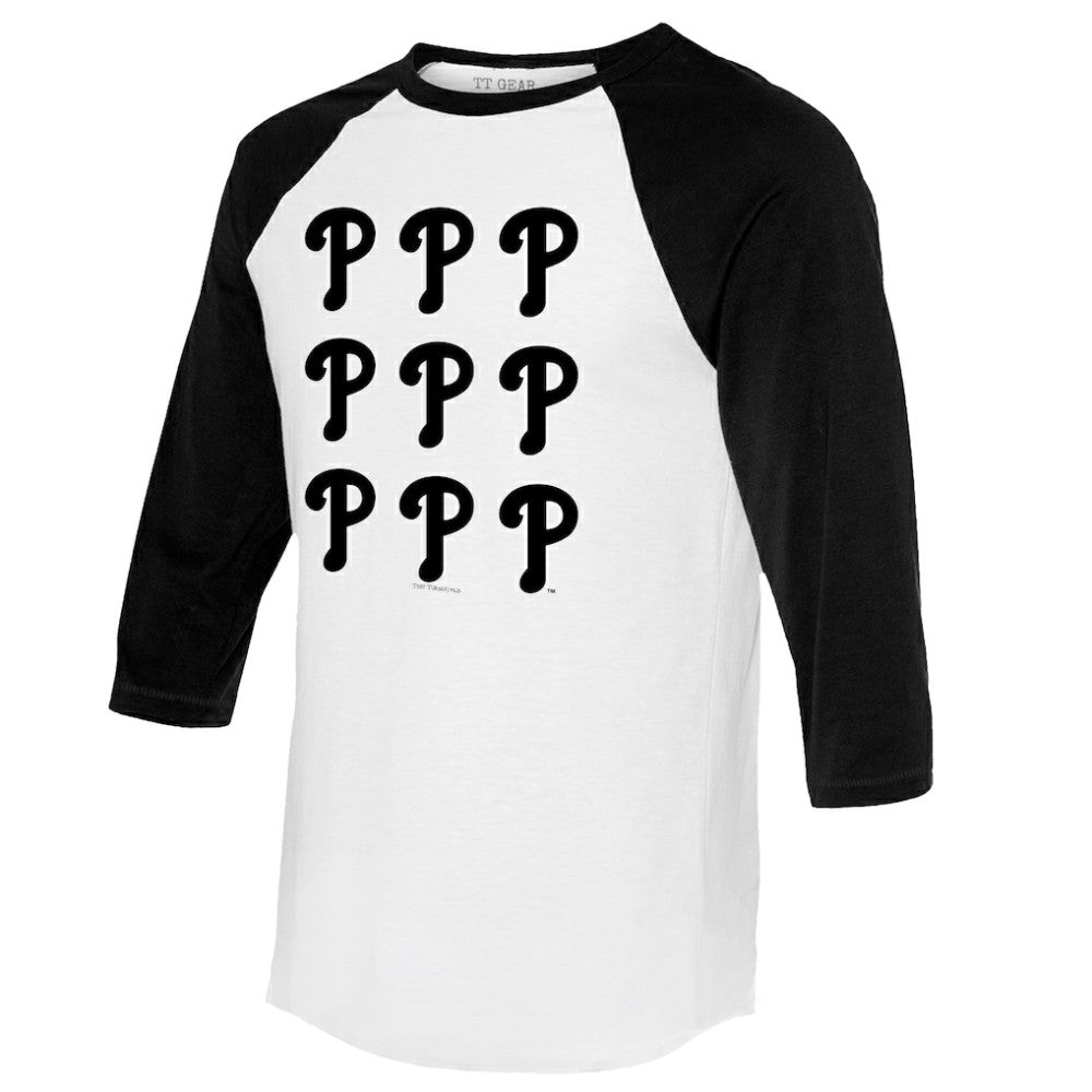 Philadelphia Phillies Tiny Turnip Women's Logo Grid 3/4 Sleeve Raglan T-Shirt - MLB