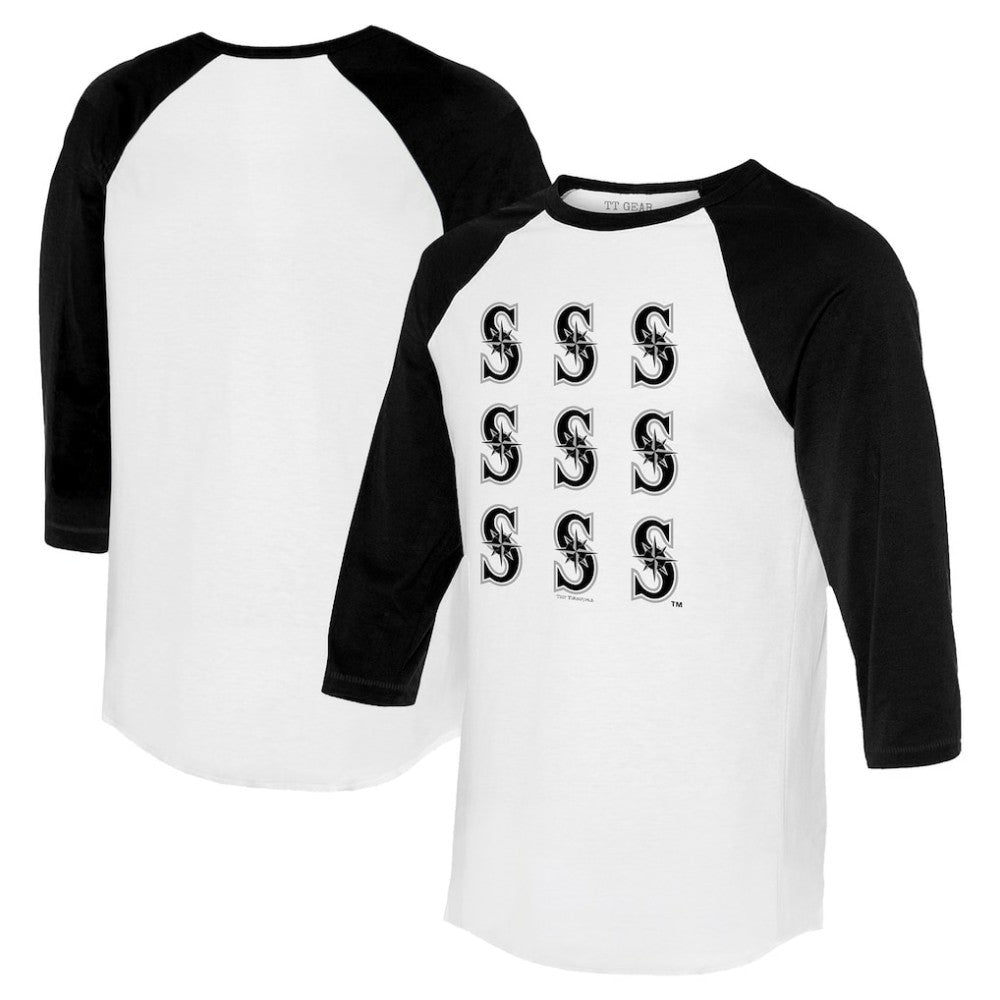 Seattle Mariners Tiny Turnip Women's Logo Grid 3/4 Sleeve Raglan T-Shirt - MLB