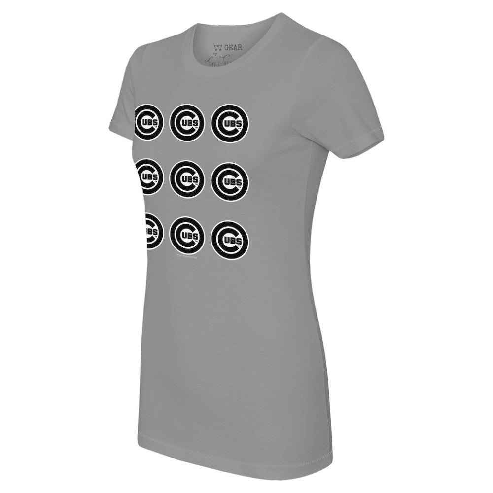 Chicago Cubs Tiny Turnip Women's Logo Grid  T-Shirt - MLB