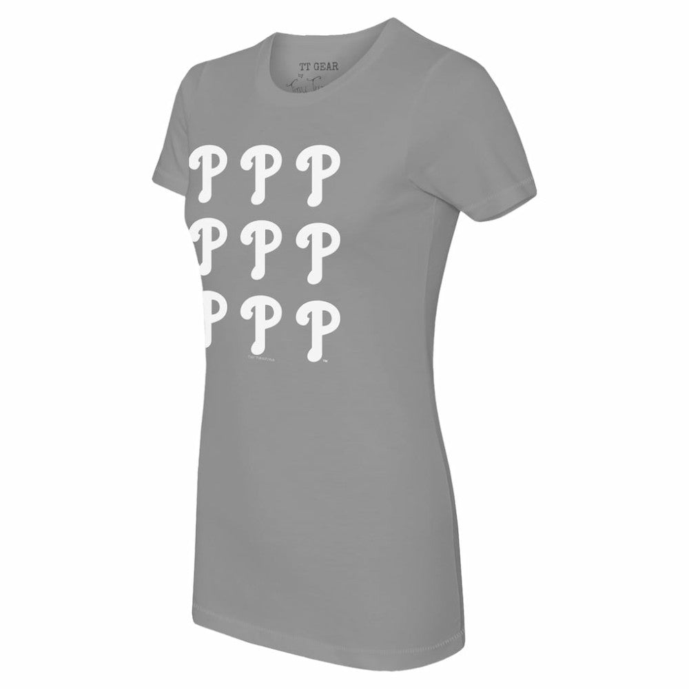 Philadelphia Phillies Tiny Turnip Women's Logo Grid  T-Shirt - MLB