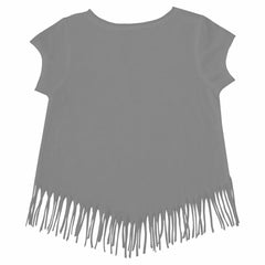 Chicago Cubs Tiny Turnip Girls Youth Logo Grid Fringe T-Shirt - MLB