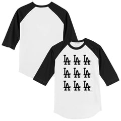 Los Angeles Dodgers Tiny Turnip Youth Logo Grid Raglan 3/4-Sleeve T-Shirt - MLB