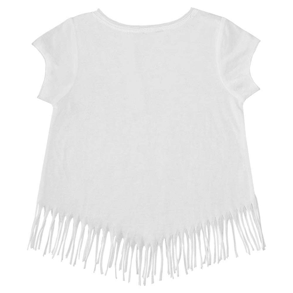 Los Angeles Dodgers Tiny Turnip Girls Youth Logo Grid Fringe T-Shirt - MLB