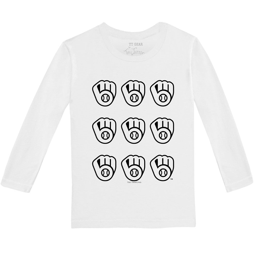 Milwaukee Brewers Tiny Turnip Youth Logo Grid Long Sleeve T-Shirt - MLB