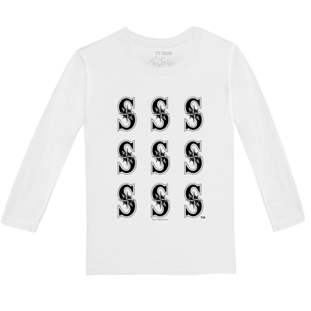 Seattle Mariners Tiny Turnip Youth Logo Grid Long Sleeve T-Shirt - MLB