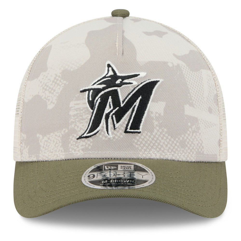 Miami Marlins New Era 2025 Armed Forces Day 9FORTY M-Crown A-Frame Adjustable Hat - MLB