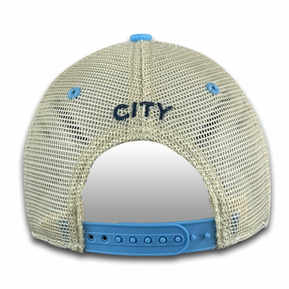 Manchester City 1863FC Mono Badge Vintage Trucker Adjustable Hat Sky Blue - FIFA World CUP