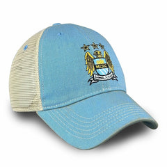 Manchester City 1863FC Retro Tea Washed Vintage Trucker Adjustable Hat Sky Blue - FIFA World CUP