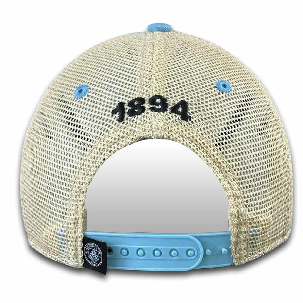 Manchester City 1863FC Retro Tea Washed Vintage Trucker Adjustable Hat Sky Blue - FIFA World CUP