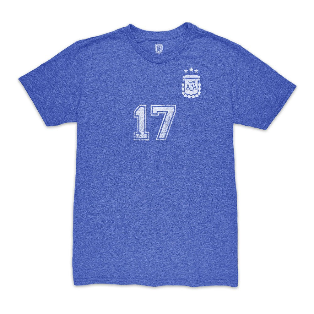 Alejandro Garnacho Argentina National Team 1863FC Player Vintage Tri-Blend T-Shirt Blue - FIFA World CUP