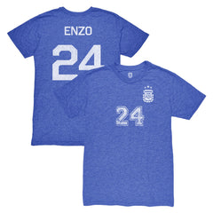 Enzo Fernández Argentina National Team 1863FC Player Vintage Tri-Blend T-Shirt Blue - FIFA World CUP