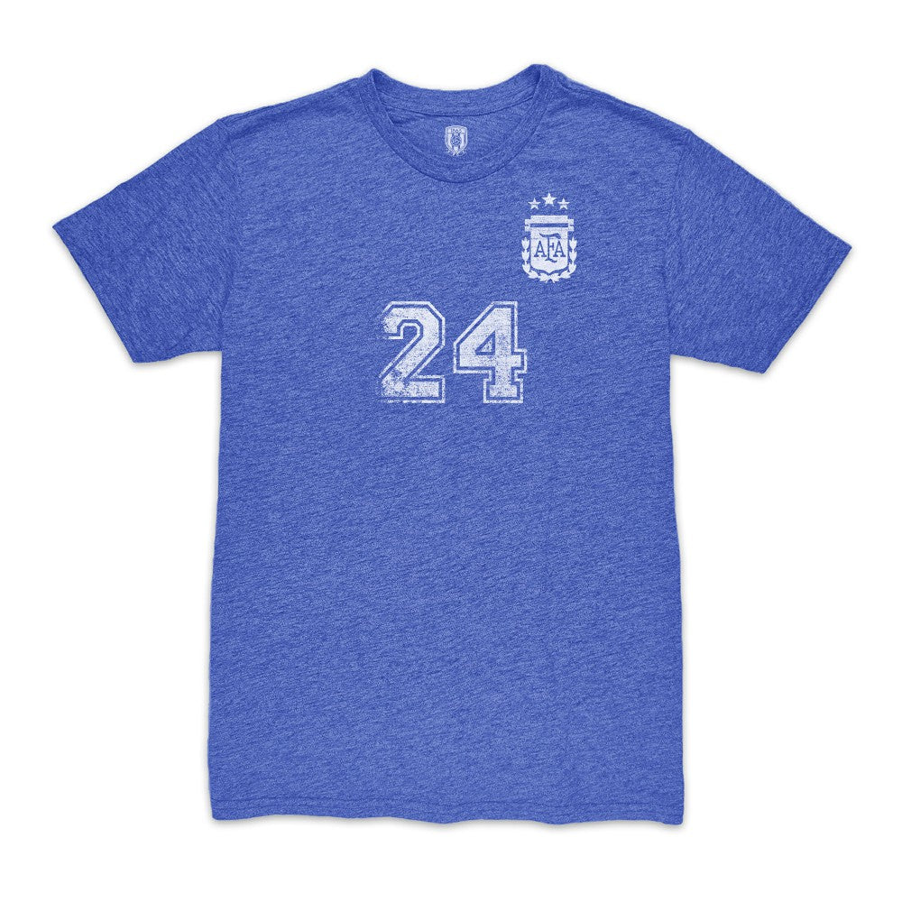 Enzo Fernández Argentina National Team 1863FC Player Vintage Tri-Blend T-Shirt Blue - FIFA World CUP