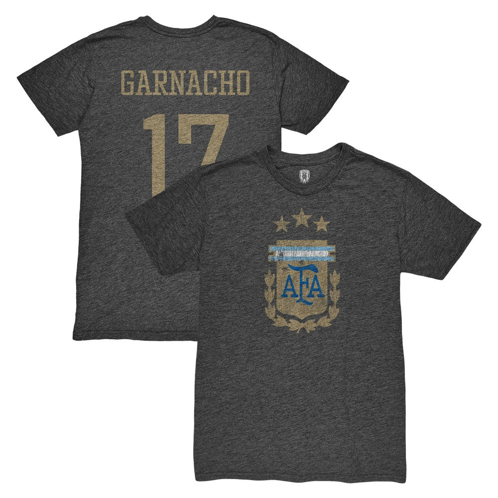 Alejandro Garnacho Argentina National Team 1863FC Player Vintage Tri-Blend T-Shirt Black - FIFA World CUP