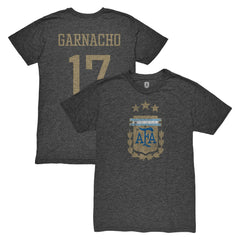 Alejandro Garnacho Argentina National Team 1863FC Player Vintage Tri-Blend T-Shirt Black - FIFA World CUP