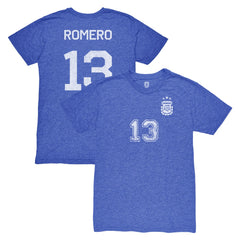 Cristian Romero Argentina National Team 1863FC Player Vintage Tri-Blend T-Shirt Blue - FIFA World CUP