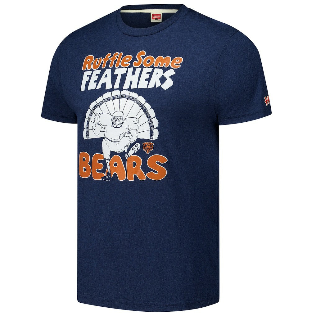 Chicago Bears Homage Unisex Ruffle Some Feathers Tri-Blend T-Shirt Navy | NFL