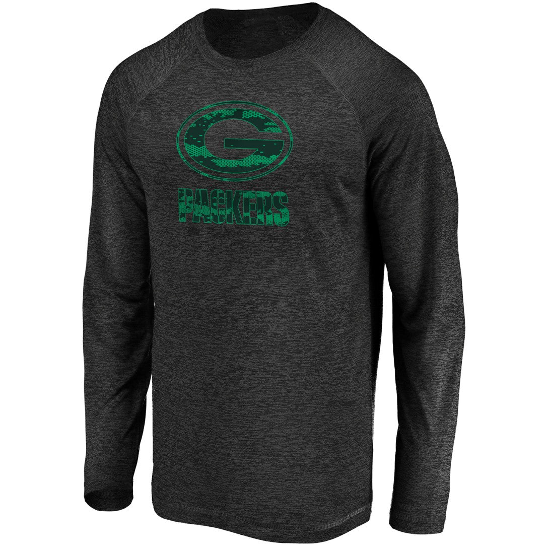 Green Bay Packers Iconic Striated Dark Logo Raglan Long Sleeve T-Shirt Black | Fanatics